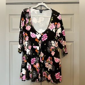 Torrid Black Floral Top